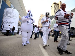 Marshmellows and inflatables at the Winnipeg Whiteout Street Party on Wed., April 10, 2019. Some are criticizing the name of the Whiteout street parties. Kevin King/Winnipeg Sun/Postmedia Network