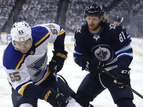 Winnipeg Jets forward Kyle Connor (right) could find himself off the top line as Paul Maurice shuffles the deck looking for winning combination.