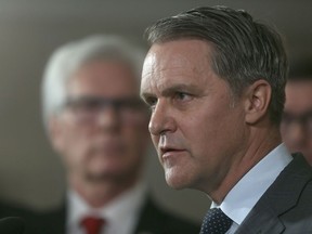 Canada's International Trade Diversification Minister Jim Carr (left) was in Winnipeg Tuesday to announce a bilateral health agreement along with Manitoba's Health Minister Cameron Friesen.