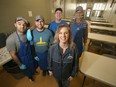 Back row: Donald, Terrence, Shaun and Dalton. Beverley Ajtay is in front. They are with Lighthouse Mission on Main Street, they fed about 250 people an Easter Meal on Friday.