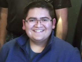 This undated photo provided by Rachel Short shows Kendrick Castillo, who was killed during a shooting at the STEM School Highlands Ranch on Tuesday, May 7, 2019, in Highlands Ranch, Colo. (Rachel Short via AP)