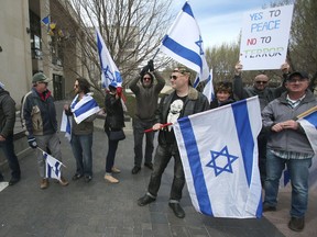 A group of people attended a rally for Israel at City Hall, in Winnipeg today. .
Saturday, May 182019 Winnipeg Sun/Chris Procaylo/stf