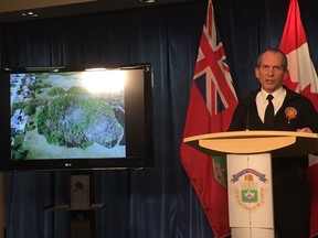 Winnipeg Fire Paramedic Service Chief John Lane addresses a press briefing at Winnipeg City Hall on Friday, May 31, 2019. During the press briefing, the WFPS showed drone footage of a grss and brush fire that occurred in Charleswood on Thursday, May 30, 2019, one of two wildland fires that occurred that day. The Winnipeg Fire Paramedic Service (WFPS) is reminding residents to follow important fire prevention strategies to reduce the risk of wildland, grass, and brush fires. In Winnipeg, these types of fires are typically wind-driven ground fires involving grass, brush, and dead plant matter which can spread quickly. Last year alone, WFPS fought 228 grass, brush, and wildland fires within City limits, many which damaged property and threatened structures. So far in 2019, crews have already fought 73 wildland fires.