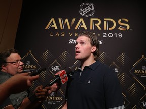 Robin Lehner of the New York Islanders attends the nominee media availability on June 18, 2019 in Las Vegas. (Bruce Bennett/Getty Images)