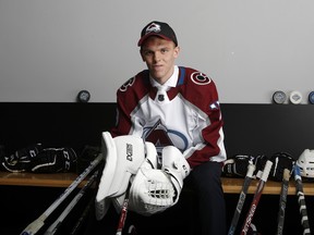 VANCOUVER, BRITISH COLUMBIA - JUNE 22: Trent Miner poses after being selected 202nd overall by the Colorado Avalanche during the 2019 NHL Draft at Rogers Arena on June 22, 2019 in Vancouver, Canada. (Photo by Kevin Light/Getty Images)