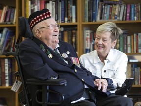 Second World War veteran Allan Bacon, 99, with daughter Deborah Sliwinski at Sunnybrook Hospital's Veterans Wing in Toronto on Tuesday, May 21, 2019. (Stan Behal/Toronto Sun/Postmedia Network)