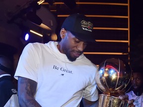 Kawhi Leonard of the Toronto Raptors celebrates the team's NBA championship at XS Nightclub at Wynn Las Vegas on June 14, 2019 in Las Vegas, Nevada. (Photo by David Becker/Getty Images for Wynn Las Vegas)