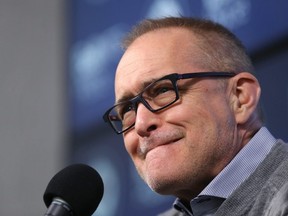 Winnipeg Jets head coach Paul Maurice considers his answer at his end-of-season press conference at Bell MTS Place in Winnipeg on Mon., April 22, 2019. Kevin King/Winnipeg Sun/Postmedia Network