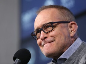 Winnipeg Jets head coach Paul Maurice considers his answer at his end-of-season press conference at Bell MTS Place in Winnipeg on Mon., April 22, 2019. Kevin King/Winnipeg Sun/Postmedia Network