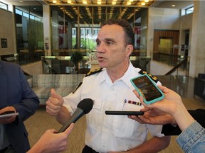 Winnipeg Police Service Chief Danny Smyth speaks to media on Friday.