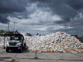 Some of the more than 400,000 extra sandbags the City of Winnipeg prepared for a potential 2019 flood sit in a public works yard on Waverley Street on Mon., June 17, 2019. Kevin King/Winnipeg Sun/Postmedia Network
