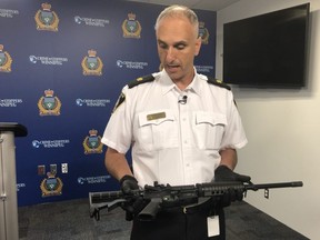 Winnipeg Police Service Inspector Max Waddell displays seized items on July 24, 2019.
Scott Billeck/Winnipeg Sun/Postmedia Network