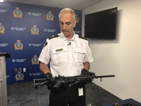 Winnipeg Police Service Inspector Max Waddell displays seized items on July 24, 2019.
Scott Billeck/Winnipeg Sun/Postmedia Network
