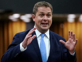 Conservative leader Andrew Scheer speaks during Question Period in the House of Commons on Parliament Hill in Ottawa on June 19, 2019.