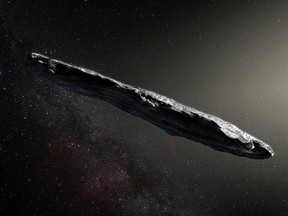 An artist's impression of 'Oumuamua.