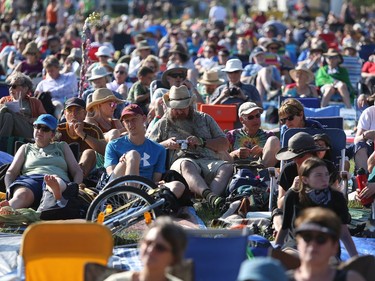 Folk Fest goers listen to Taylor Janzen perform on opening day of the 46th annual Winnipeg Folk Festival at Birds Hill Provincial Park, north east of Winnipeg, Man., on Thursday, July 11, 2019. The annual Festival runs July 11 to 14, 2019.