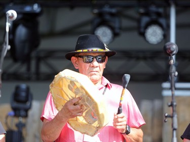 Valec Copenace participates in the opening ceremony to kick-off the 46th annual Winnipeg Folk Festival at Birds Hill Provincial Park, north east of Winnipeg, Man., on Thursday, July 11, 2019. The annual Festival runs July 11 to 14, 2019.