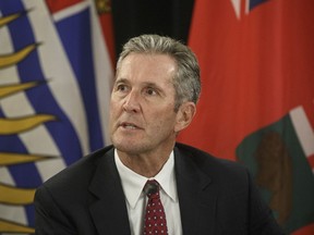 Manitoba Premier Brian Pallister speaks to media during the Western Premiers' conference, in Edmonton on Thursday, June 27, 2019.