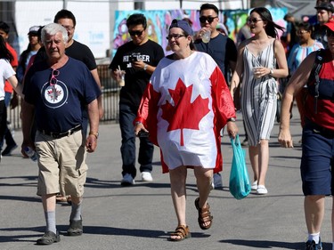 A maple leaf dress worn at the Canada Day Street Festival on Osborne Street in Winnipeg on Mon., July 1, 2019. Kevin King/Winnipeg Sun/Postmedia Network