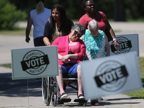 The Disability Matters Vote campaign kicked off today in Winnipeg. The intent is to advance the discussion of key disability issues in the provincial election.  The event took place at Assiniboine Park.
Thursday, July 04/2019 Winnipeg Sun/Chris Procaylo/stf