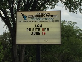Sign for the Crescentwood site of the Corydon Community Centre. Winnipeg Police are asking for the public's assistance after responding to report of gunshots at the community centre in River Heights on Sunday.