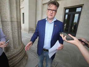 Manitoba Liberal leader Dougald Lamont spoke to media in Winnipeg today. Wednesday, July 31/2019 Winnipeg Sun/Chris Procaylo/stf