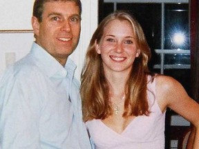 Prince Andrew with one of the Epstein's victims, Virginia Roberts. Jane Doe 103 allegedly recruited Roberts.
