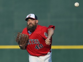 Winnipeg Goldeyes’ Mitchell Lambson pitched a complete game against St. Paul last night. (Kevin King/Winnipeg Sun)