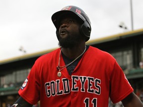 Goldeyes’ Reggie Abercrombie drove in Winnipeg’s lone run in the first inning on Friday night. (KEVIN KING/WINNIPEG SUN FILES)