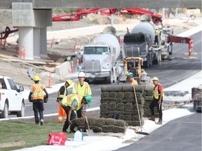 Work in progress at the Waverley Underpass, in Winnipeg on Tuesday.