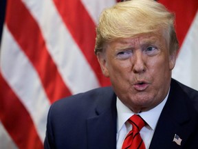 U.S. President Donald Trump speaks during a bilateral meeting with Iraq's President Barham Salih on the sidelines of the annual United Nations General Assembly in New York City, on Tuesday, Sept. 24, 2019.