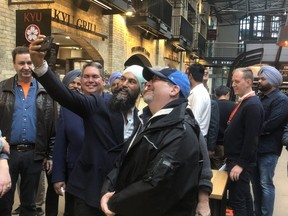 Federal NDP leader Jagmeet Singh greets Winnipeggers at The Forks market during a campaign stop on Tuesday, Sept. 24, 2019. Joyanne Pursaga/Winnipeg Sun/Postmedia Network