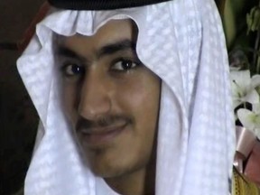 An undated file video grab released by the Central Intelligence Agency (CIA) on Nov. 1, 2017 and taken by researchers from the Federation for Defense of Democracies' Long War Journal, shows an image from the wedding of Osama Bin Laden's son Hamza.