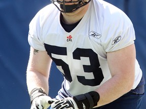Blue Bombers offensive lineman Pat Neufeld suffered  a series of setbacks that kept him on the sidelines.  
(Brian Donogh/Winnipeg Sun)