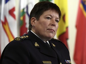 RCMP Commissioner Brenda Lucki listens to questions during a press conference in Ottawa on Wednesday, Jan. 16, 2019. (THE CANADIAN PRESS/Justin Tang)