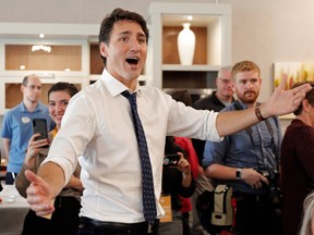 Prime Minister Justin Trudeau sings during a campaign for the upcoming election in Moncton, New Brunswick, Sept. 18, 2019. REUTERS/John Morris