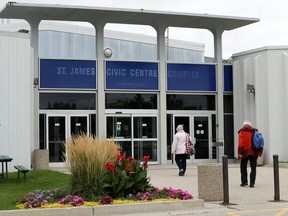 People enter the St. James Civic Centre on Ness Avenue in Winnipeg on Wed., Sept. 11, 2019. An expansion of the facility, built in 1967, is one of four capital projects the city is considering putting forward for a federal infrastructure program. Kevin King/Winnipeg Sun/Postmedia Network