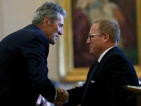 Premier Brian Pallister and Finance Minister Scott Fielding.