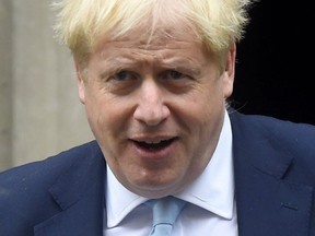 LONDON, ENGLAND - OCTOBER 03: British Prime Minister Boris Johnson leaves 10 Downing Street on Oct. 3, 2019 in London, England.