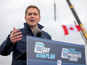 Conservative Leader Andrew Scheer campaigns for the upcoming election in Brampton on Oct. 17, 2019. (Reuters)