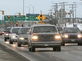 Traffic moves on the Trans-Canada Highway near Headingly.