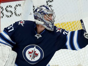 After sitting out the past two games, Jets goaltender Connor Hellebuyck will likely start on Tuesday against in Pittsburgh. (Kevin King/Winnipeg Sun)