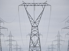 Manitoba Hydro power lines are photographed just outside Winnipeg, Monday, May 1, 2018. A First Nation is taking Manitoba to court to stop a $453-million power transmission project saying it was not properly consulted before construction started in August.
