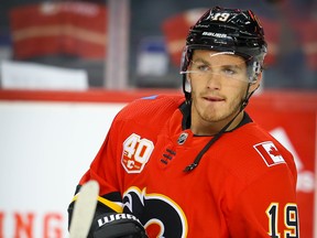 Matthew Tkachuk and the Calgary Flames take on the Jets tonight in Regina. (Getty images)