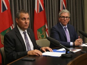 Manitoba Justice Minister Cliff Cullen (left) and David Asper , chair, Manitoba Police Commission. Chris Procaylo/Winnipeg Sun file
