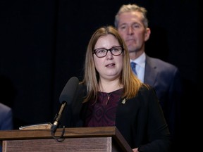 Sarah Guillemard is sworn in as the new minister of conservation and climate during a ceremony at the Manitoba Museum on Wed., Oct. 23, 2019. Kevin King/Winnipeg Sun/Postmedia Network