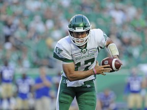 Quarterback Zach Collaros runs the ball during a pre-season game against the Blue Bombers. Collaros, now with the Bombers, yesterday took his first live reps since Week 1. (THE CANADIAN PRESS FILES)