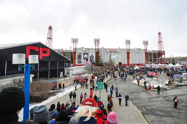 CALGARY, AB - NOVEMBER 24: A general view of the exterior of McMahon Stadium as fans arrive for the 107th Grey Cup Championship Game between the Winnipeg Blue Bombers and the Hamilton Tiger-Cats at McMahon Stadium on November 24, 2019 in Calgary, Alberta, Canada. (Photo by Derek Leung/Getty Images)