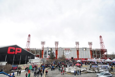 CALGARY, AB - NOVEMBER 24: A general view of the exterior of McMahon Stadium as fans arrive for the 107th Grey Cup Championship Game between the Winnipeg Blue Bombers and the Hamilton Tiger-Cats at McMahon Stadium on November 24, 2019 in Calgary, Alberta, Canada. (Photo by Derek Leung/Getty Images)