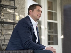 Conservative Leader Andrew Scheer participates in an interview reflecting on the 2019 Federal election, in Ottawa, on Thursday, Oct. 24, 2019.